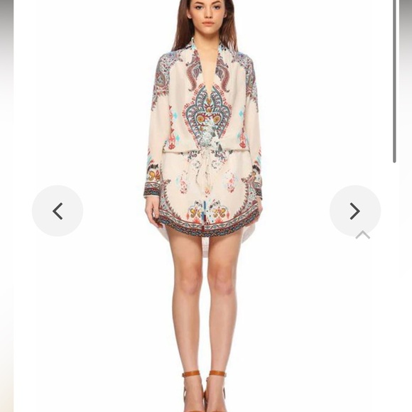 NWOT Rococo Sand Paisley Carpet Tunic Dress 100% Silk with Beaded Detail Size XS - Picture 4 of 12